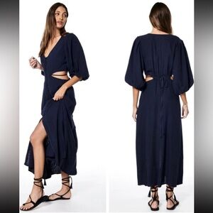 Young Fabulous & Broke High Tea Dress NWT Navy Blue Womens Size Large